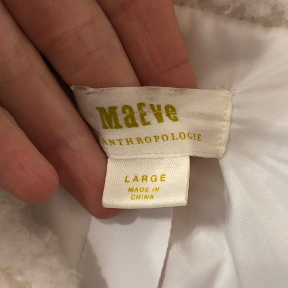 Anthropologie Maeve Cinched Soft & Elegant Faux Fur Coat in Ivory - Size Large - Picture 5 of 9